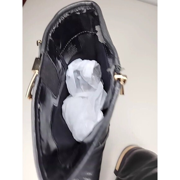 Vince Camuto Black Roadell Women's Leather Upper Gold Hardware Buckle Boots10/40 - Picture 7 of 7